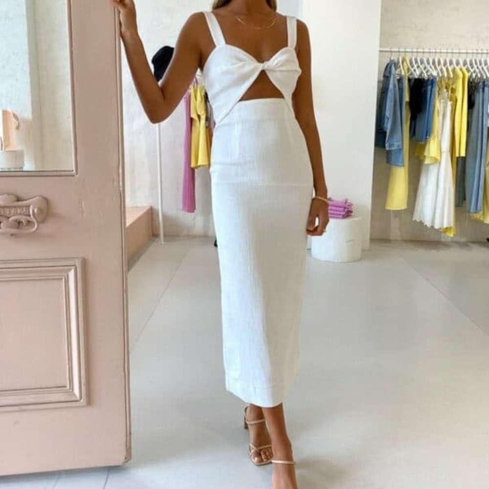 Shona Joy Simone Fitted Cut Out Midi Dress